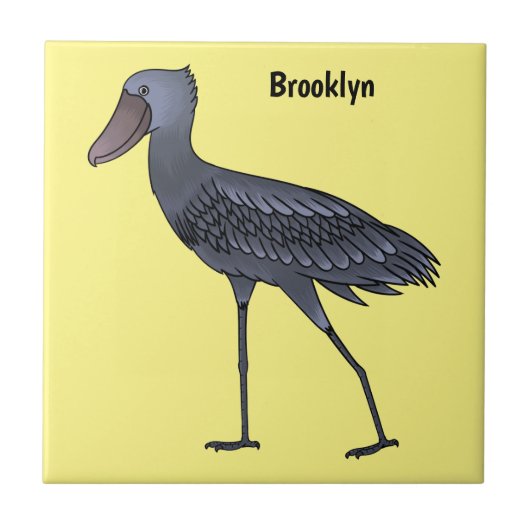 Shoebill bird cartoon illustration fliese (Vorderseite)
