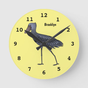 Shoebill bird cartoon illustration runde wanduhr