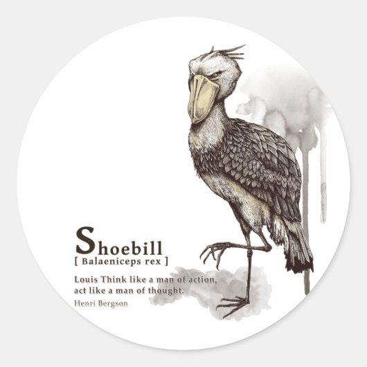 shoebill - mocha runder aufkleber (Vorderseite)