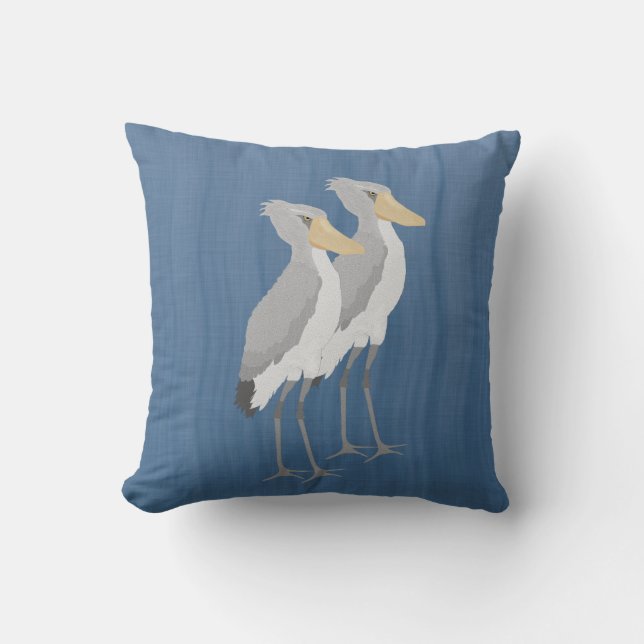Shoebill Storch Throw Kissen (Vorderseite)