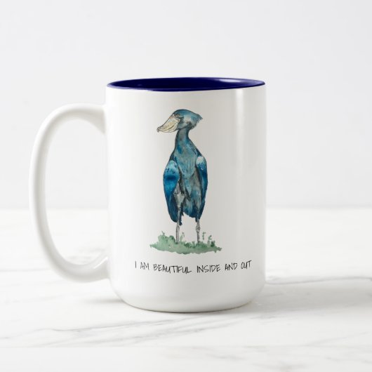 Shoebill Stork Affirmations Two-Tone Coffee Tasse (Links)