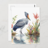 Shoebill Stork Wasserfarbe Malerei Postkarte (Vorne/Hinten)