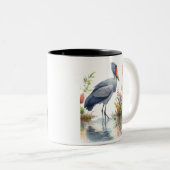 Shoebill Stork Wasserfarbe Malerei Zweifarbige Tasse (VorderseiteRechts)