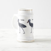 Shoebill-Vogel-Cartoon Bierglas (Vorderseite Links)