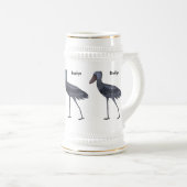 Shoebill-Vogel-Cartoon Bierglas (VorderseiteRechts)