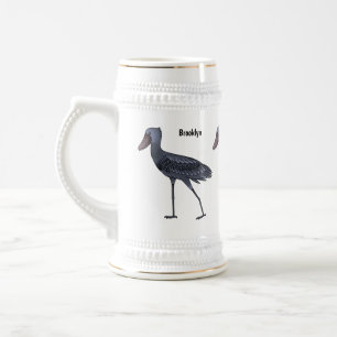 Shoebill-Vogel-Cartoon Bierglas