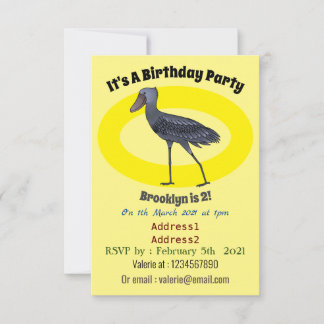 Shoebill-Vogel-Cartoon Einladung
