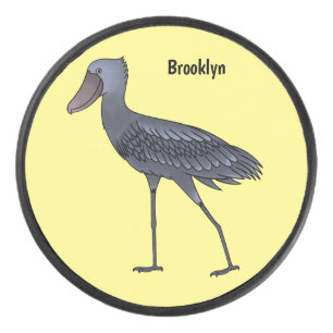 Shoebill-Vogel-Cartoon Eishockey Puck