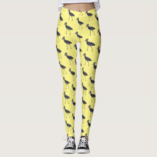 Shoebill-Vogel-Cartoon Leggings (Vorderseite)