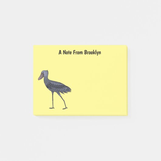 Shoebill-Vogel-Cartoon Post-it Klebezettel (Vorderseite)