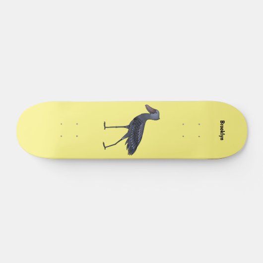 Shoebill-Vogel-Cartoon Skateboard (Horizontal)