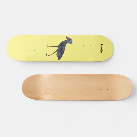 Shoebill-Vogel-Cartoon  Skateboard (Horizontal)