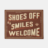Shoes Off, Lächeln Willkommen, Freundlicher Gruß Fußmatte (Vorderseite)