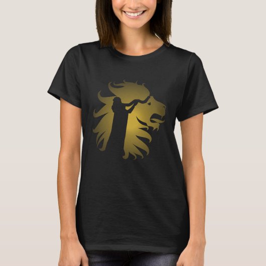 Shofar in the Lion of Judah in Gold für Frauen T-Shirt (Vorderseite)