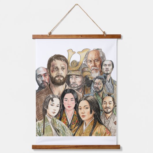 Shogun - Collage Wandteppich Mit Holzrahmen (Vorderseite)