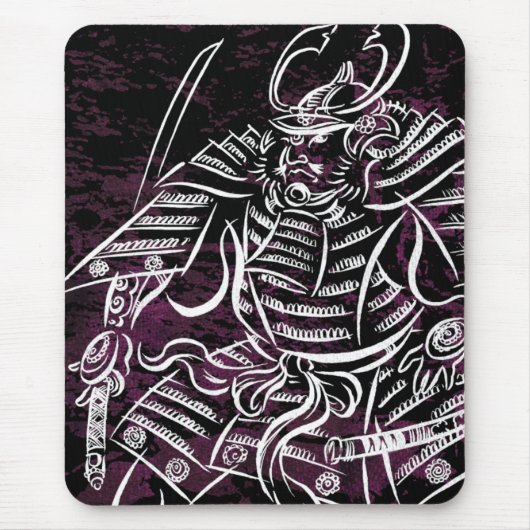 Shogun-Samurais - weiße Kalligraphie-Linie Mousepad (Vorne)