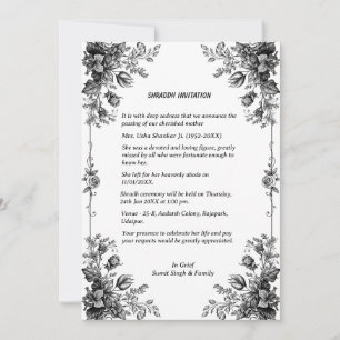 Shok Sandesh Hindu Shraddh Einladung