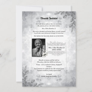 Shok Sandesh Hindu Shraddh Einladung