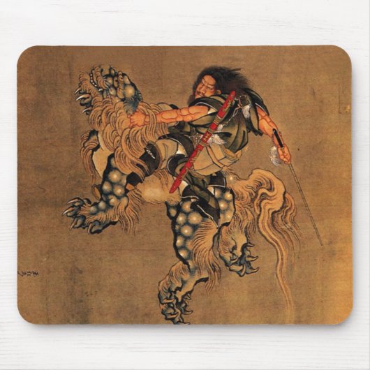Shoki, das einen Shishi Löwe reitet Mousepad (Vorne)