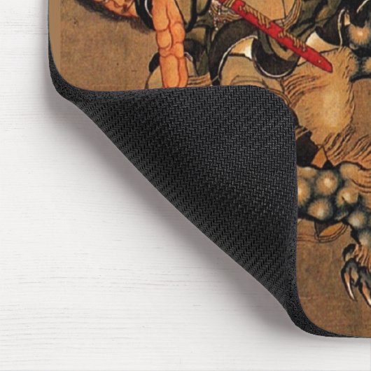 Shoki, das einen Shishi Löwe reitet Mousepad (Ecke)