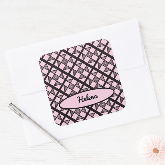 Shoo Fly Patchwork Quilt Quadratischer Aufkleber (Umschlag)