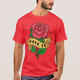 SHOOOT IT Retro Rose Tattoo Style Design T-Shirt