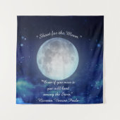 "Shoot for Moon" Zitat mit Vollmond Wandteppich (Vorderseite)