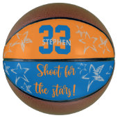 Shoot for Stars Blue Orange Gray Personalisiert Basketball (Vorderseite)