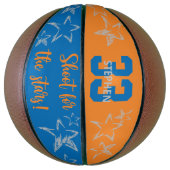 Shoot for Stars Blue Orange Gray Personalisiert Basketball (Vertikal)