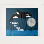 Shoot for the Moon Orca Killer Whale Tapestory Wandteppich (Vorderseite (Horizontal))
