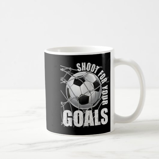 Shoot For Your Goals Kids Soccer Themed Motivation Kaffeetasse (Rechts)