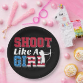 Shoot like a Girl Patriotic Archery Quote Pappteller (Party)