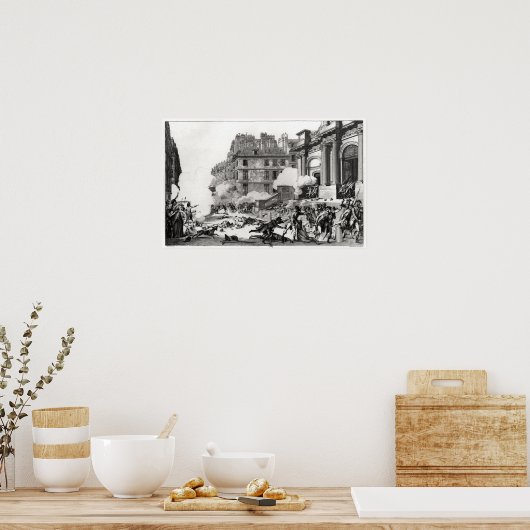 Shoot-out vor der Kirche St. Roch in Paris Poster (Küche)