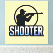 Shooter - Marksman Silhouette Premium Design Leinwanddruck (Insitu (Holzboden))