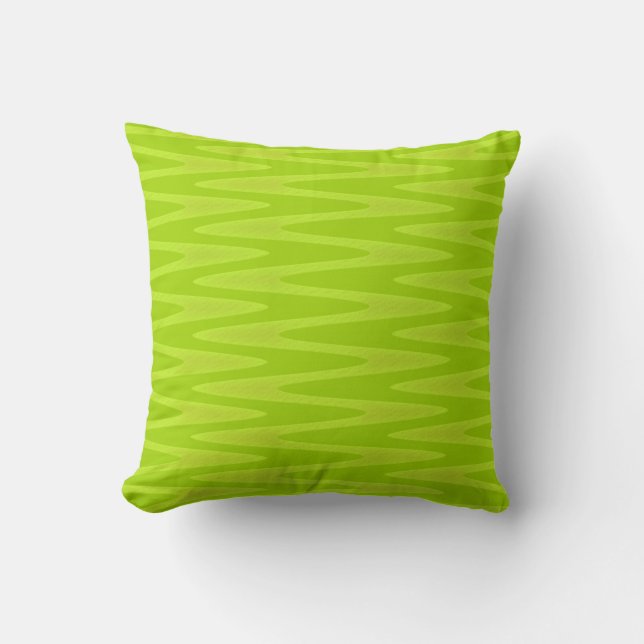 Shooting Bright Green Chartreuse Zigzag Muster Kissen (Vorderseite)