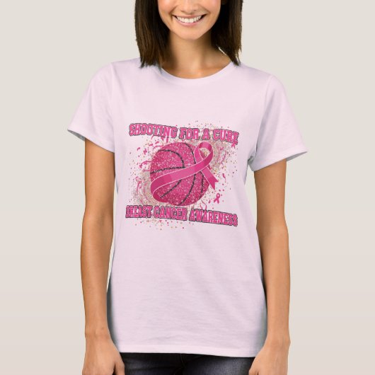 Shooting for a Cure - Sparkling Pink Basketball Br T-Shirt (Vorderseite)