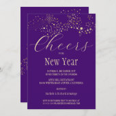 Shooting Gold Stars Neujahr Einladung (Vorne/Hinten)