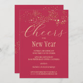 Shooting Gold Stars Neujahr Einladung (Vorne/Hinten)