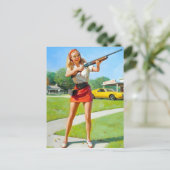 Shooting Pin Up Postkarte (Stehend Vorderseite)