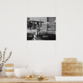 Shooting Pool, 1940. Vintages Foto Poster (Küche)