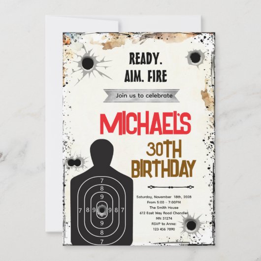 Shooting Range birthday party Invitation Einladung (Vorderseite)