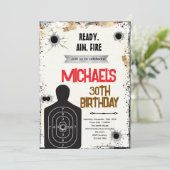 Shooting Range birthday party Invitation Einladung (Stehend Vorderseite)