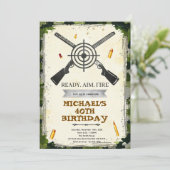 Shooting Range-Geburtstagseinladung Einladung (Stehend Vorderseite)