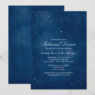 Shooting Star Blue Watercolor Hochzeitsfeier Pro Einladung