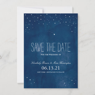 Shooting Star Blue Watercolor SAVE THE DATE