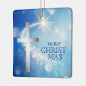 Shooting Star Christlich Silver Cross Weihnachten Keramikornament (Links)