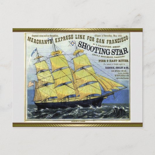 Shooting Star Clipper Segelschiff Postkarte (Vorderseite)