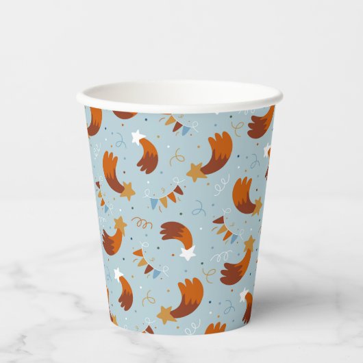 Shooting Star & Confetti Celebration Blue Pappbecher (Vorderseite)