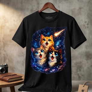 Shooting Star Kittens Herren Schwarz T-Shirt 