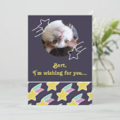 Shooting Star Muster individuell anpassbare Geburt Einladung (Stehend Vorderseite)